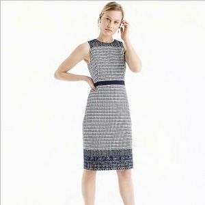 J Crew Perfect Sheath Dress Indigo Multi Petite 0P